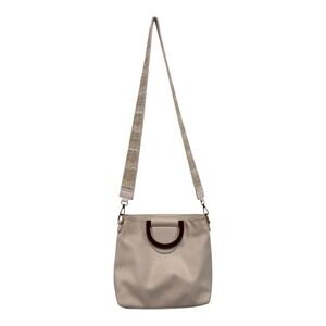 Anthropologie Urban Originals Vegan Leather Bag Faux Wood Handles Beaded Strap